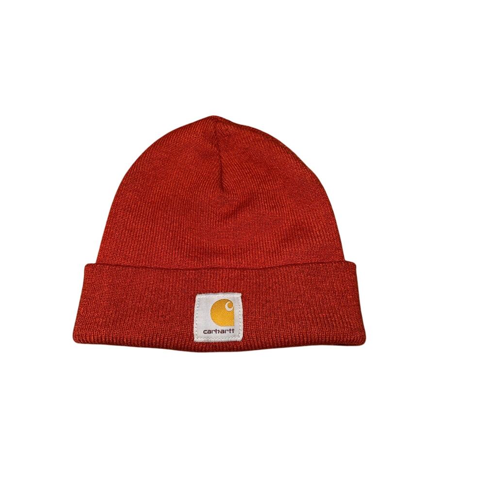 Carhartt A18 Beanie Hat Red Rust Made in USA Vintage 2011 Acrylic Watch Cap OS